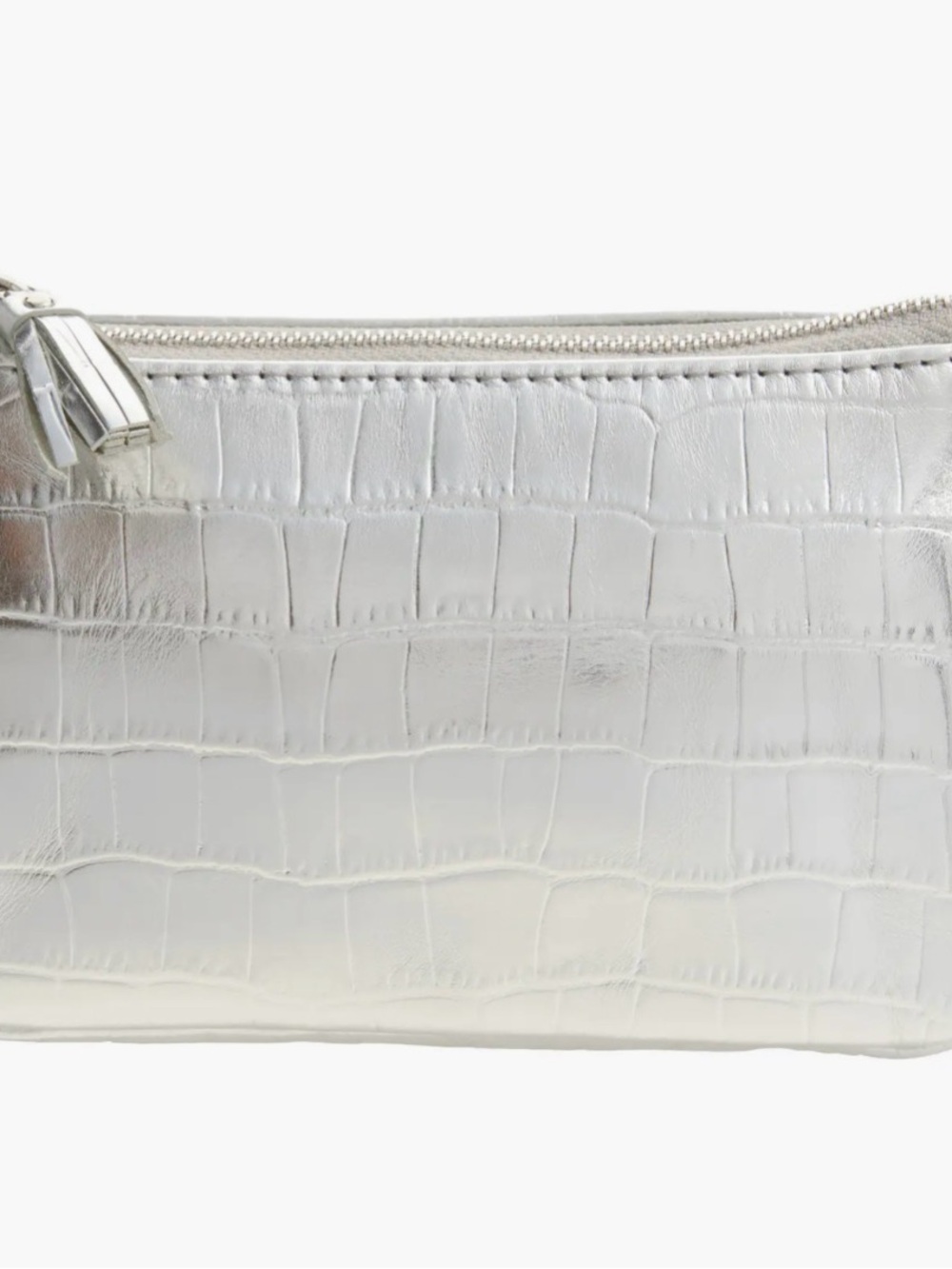 MZ Wallace Small Luna Croc Embossed Metallic Leather Cosmetic Pouch